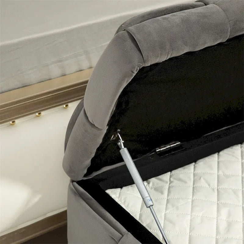 Pouf de rangement, banc de bout de lit, pouf de rangement en tissu rembourré