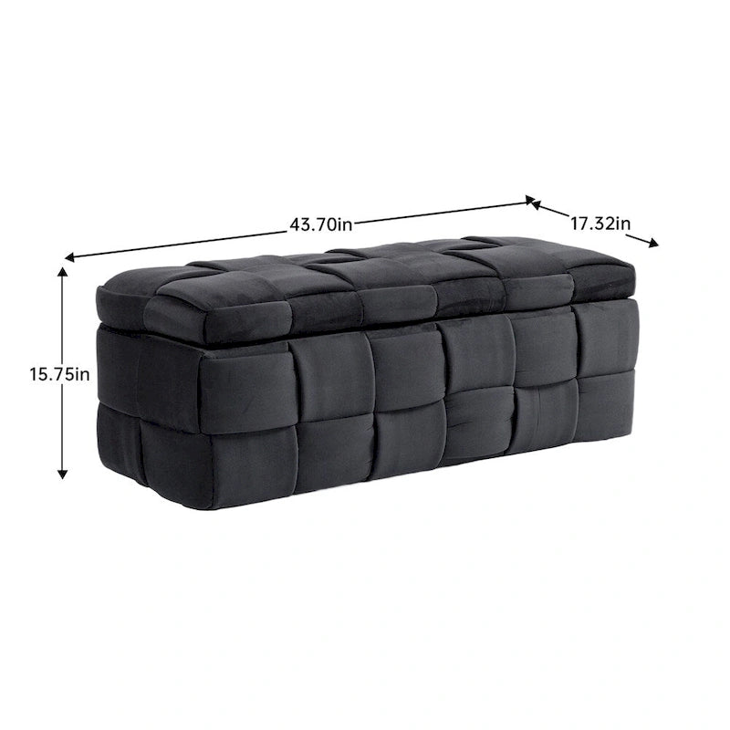 Pouf de rangement, banc de bout de lit, pouf de rangement en tissu rembourré