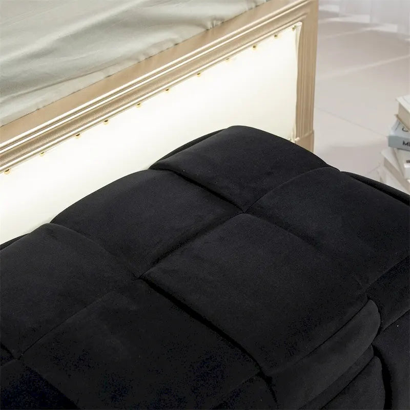 Pouf de rangement, banc de bout de lit, pouf de rangement en tissu rembourré