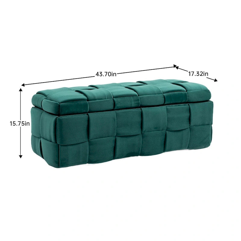 Pouf de rangement, banc de bout de lit, pouf de rangement en tissu rembourré