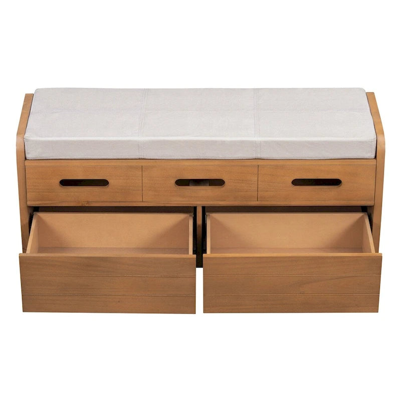 Rustic Storage Bench with 2 Drawers,Hidden Storage Space,Shoe Bench
