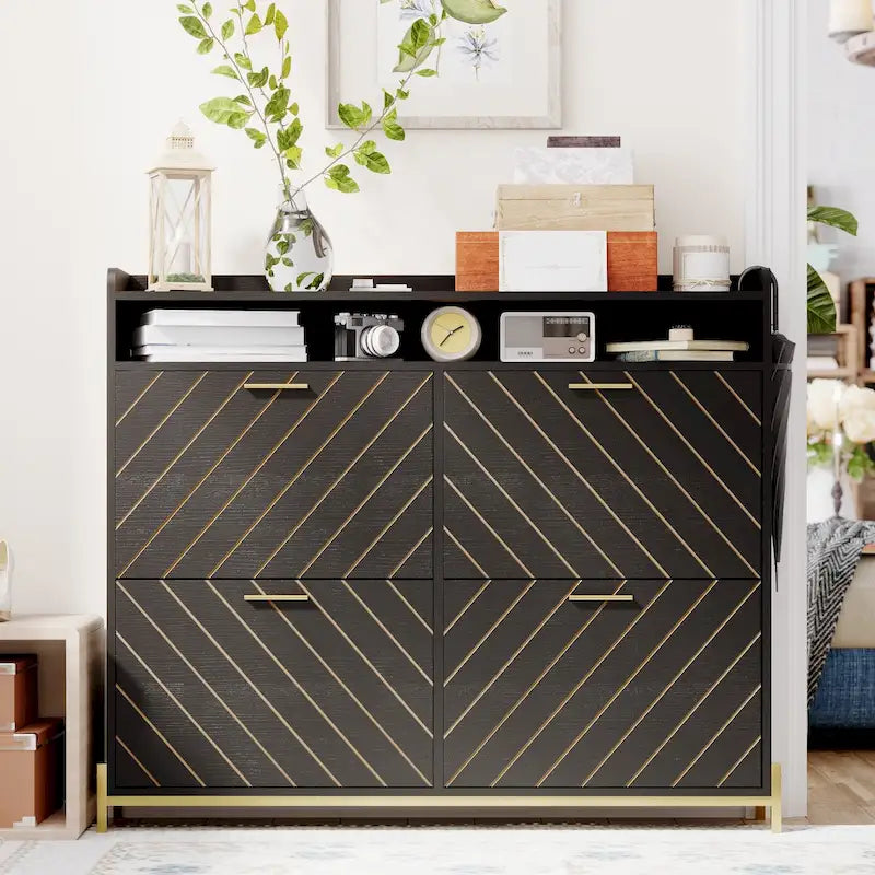 Shoe Cabinet with 4 Flip Doors