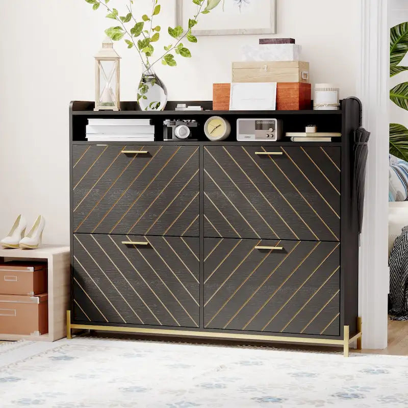Shoe Cabinet with 4 Flip Doors
