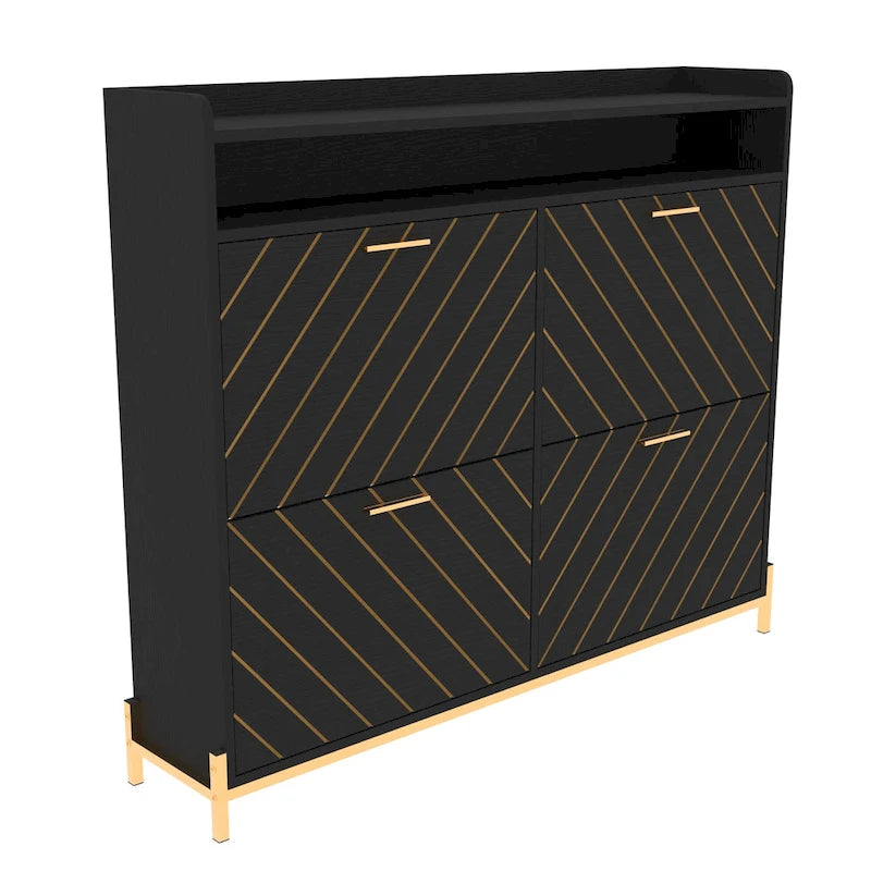 Meuble à chaussures avec 4 portes abattantes