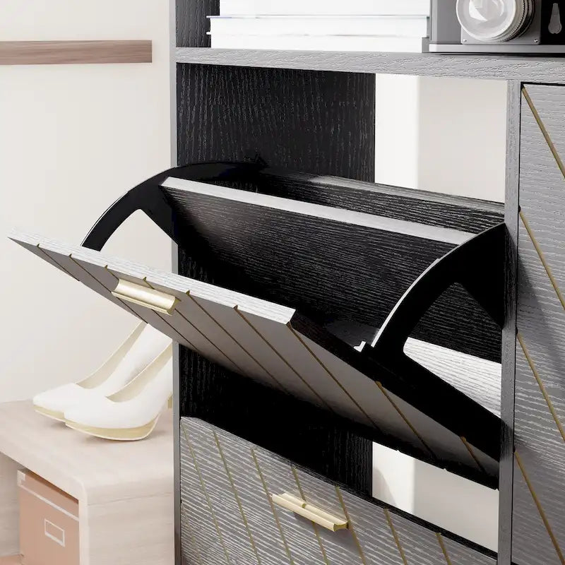 Meuble à chaussures avec 4 portes abattantes