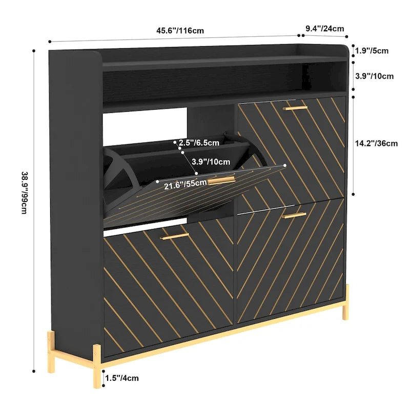 Meuble à chaussures avec 4 portes abattantes