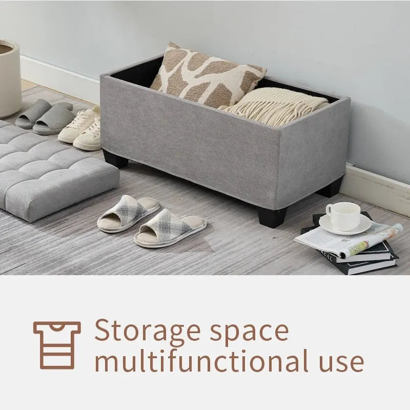 Storage Ottoman Bench, Foot Rest with Legs, 16 x 30 x 16.1 Inches, End of Bed Bench, Storage Chest, Load up to 660 lb