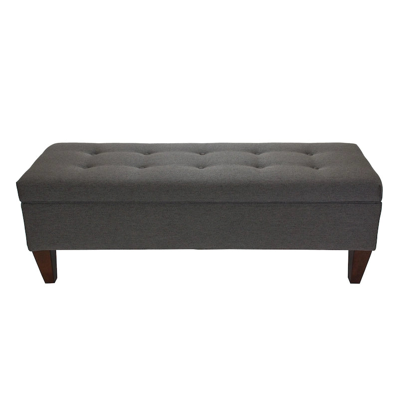 Upholstered Button-Tufted Wood Long Storage Bench