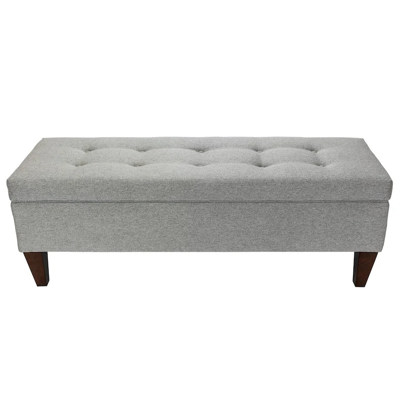 Upholstered Button-Tufted Wood Long Storage Bench