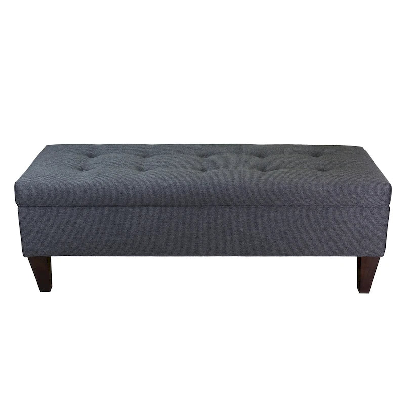 Upholstered Button-Tufted Wood Long Storage Bench