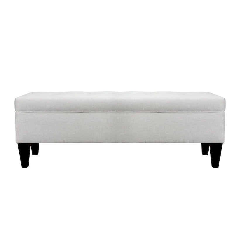 Upholstered Button-Tufted Wood Long Storage Bench