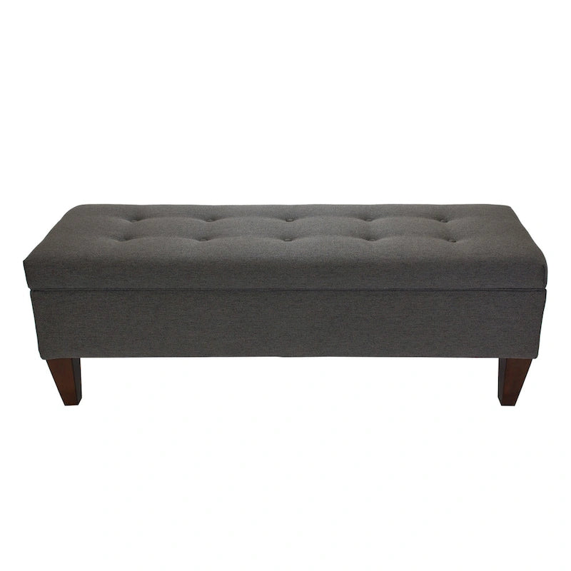 Upholstered Button-Tufted Wood Long Storage Bench