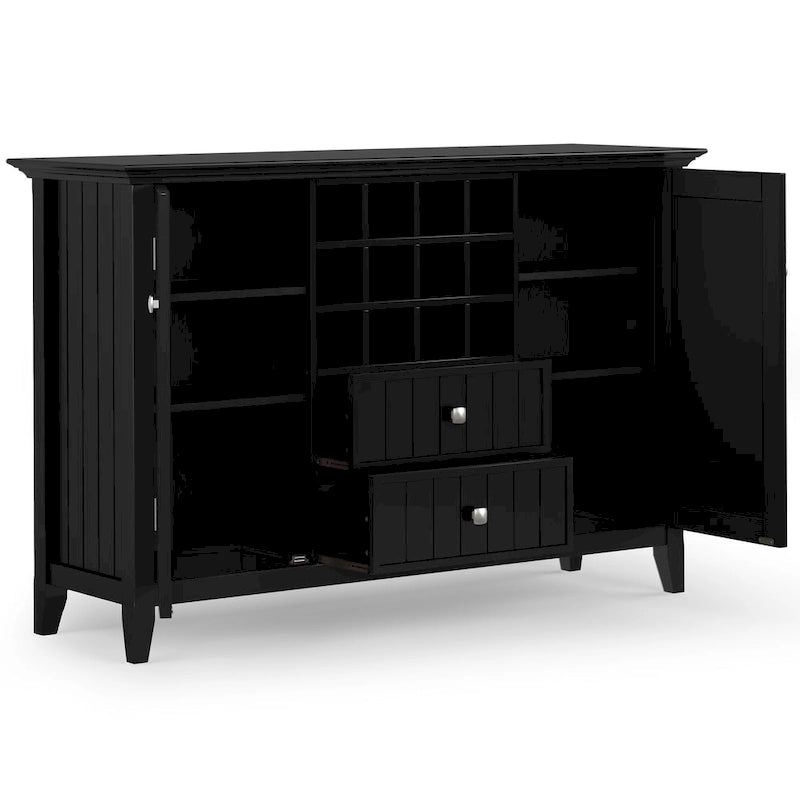 Solid Wood 54 Wide Transitional Sideboard Buffet & Wine Rack - 17D x 54W x 36H