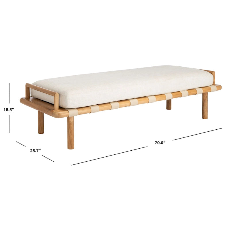 Teak Cushion Bench 70"W x 25.7"L x 18.5"H