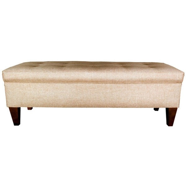 10-Button Tufted Upholstered Long Storage Bench Ottoman