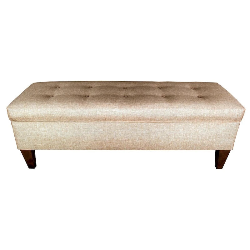 10-Button Tufted Upholstered Long Storage Bench Ottoman