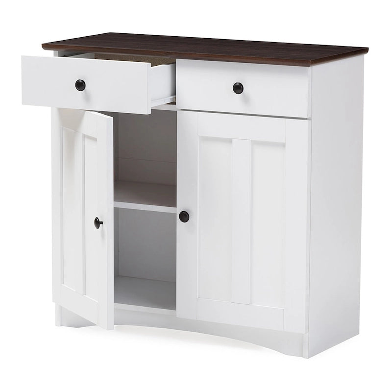 Traditional White Wood Kitchen Storage Cabinet