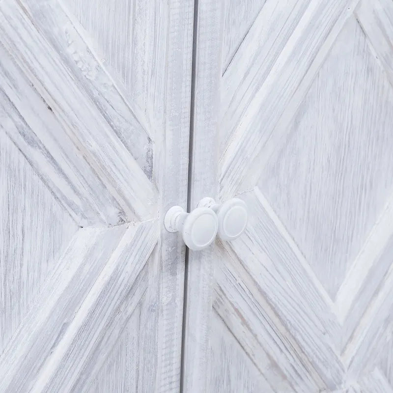 94" Reclaimed Pine White Washed Painted Carved Sideboard