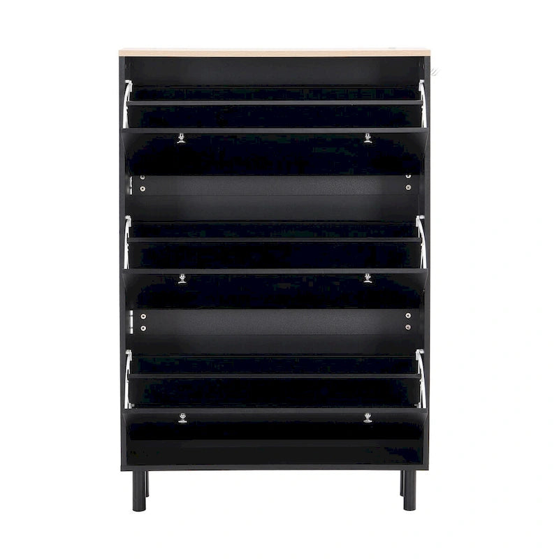 Narrow Design Shoe Cabinet with 3 Flip Drawers and 3 Hooks