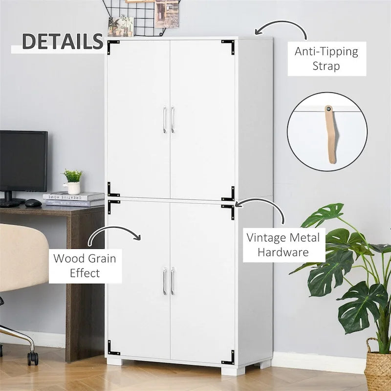 Küchenvorratsschrank mit 4-türigem Schrank und Einlegeböden - N/A