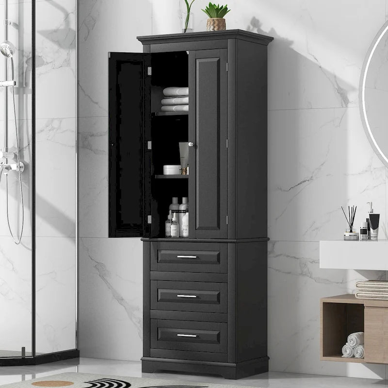 Tall Storage Cabinet with Three Drawers