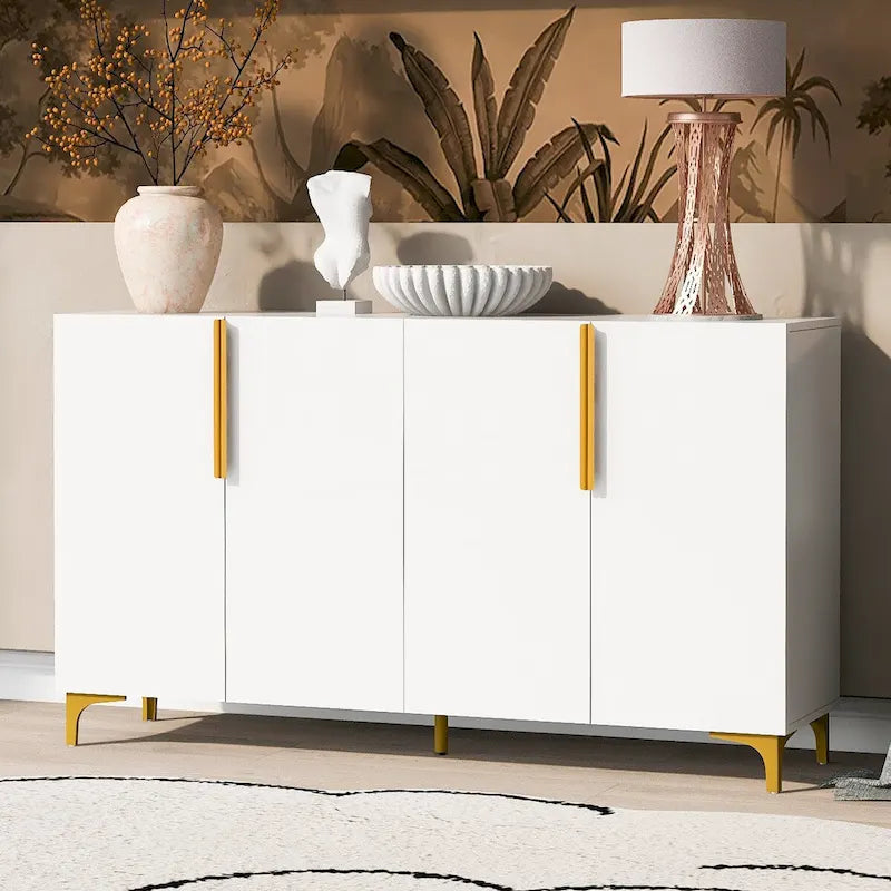 55 Sideboard-Aufbewahrungsschrank mit verstellbaren Einlegeböden, glänzende Oberfläche