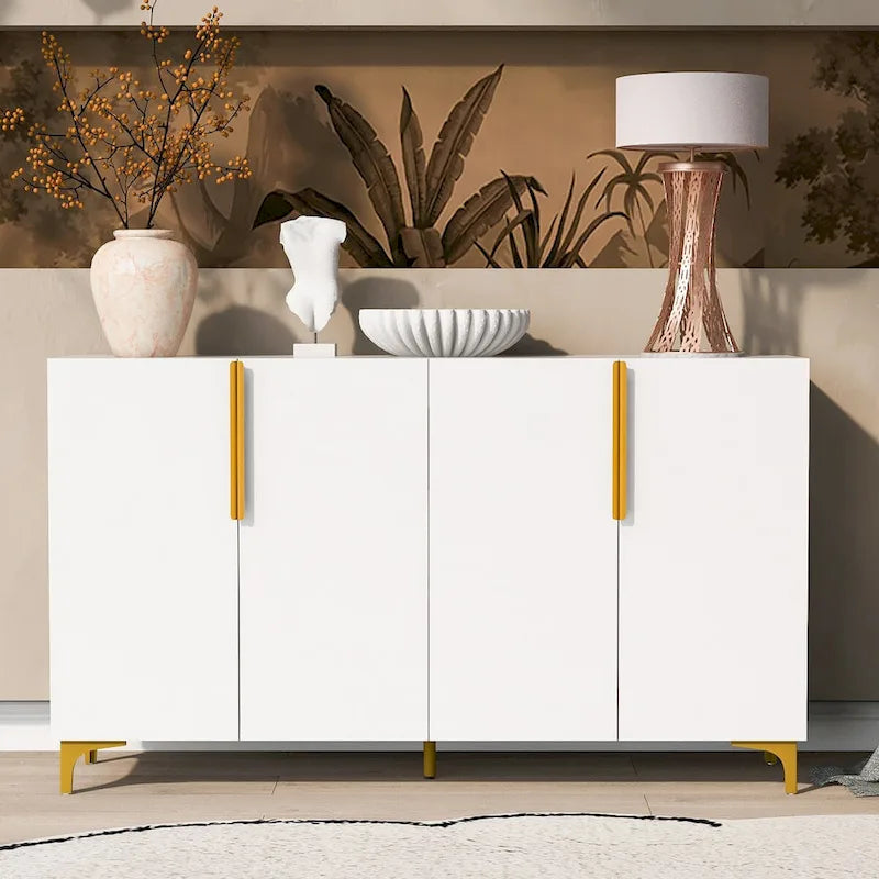 55 Sideboard-Aufbewahrungsschrank mit verstellbaren Einlegeböden, glänzende Oberfläche