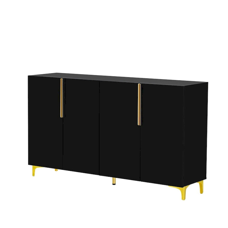 55 Sideboard-Aufbewahrungsschrank mit verstellbaren Einlegeböden, glänzende Oberfläche