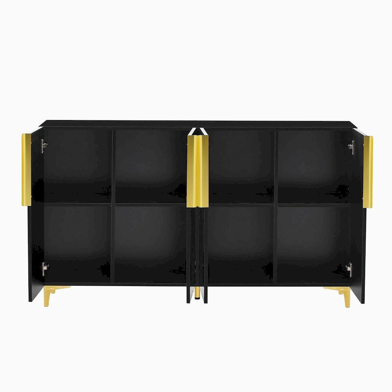 55 Sideboard-Aufbewahrungsschrank mit verstellbaren Einlegeböden, glänzende Oberfläche