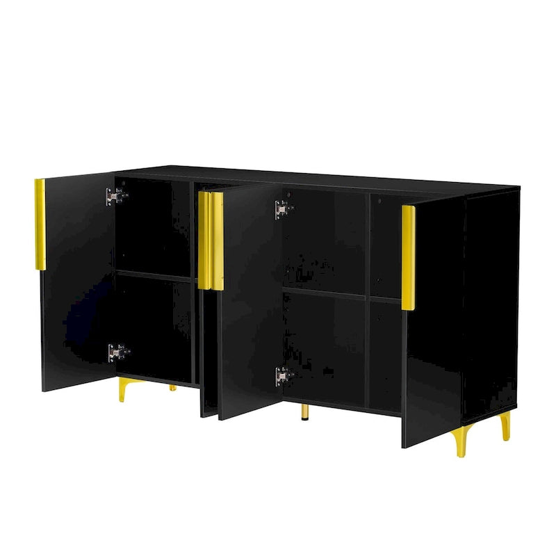 55 Sideboard-Aufbewahrungsschrank mit verstellbaren Einlegeböden, glänzende Oberfläche