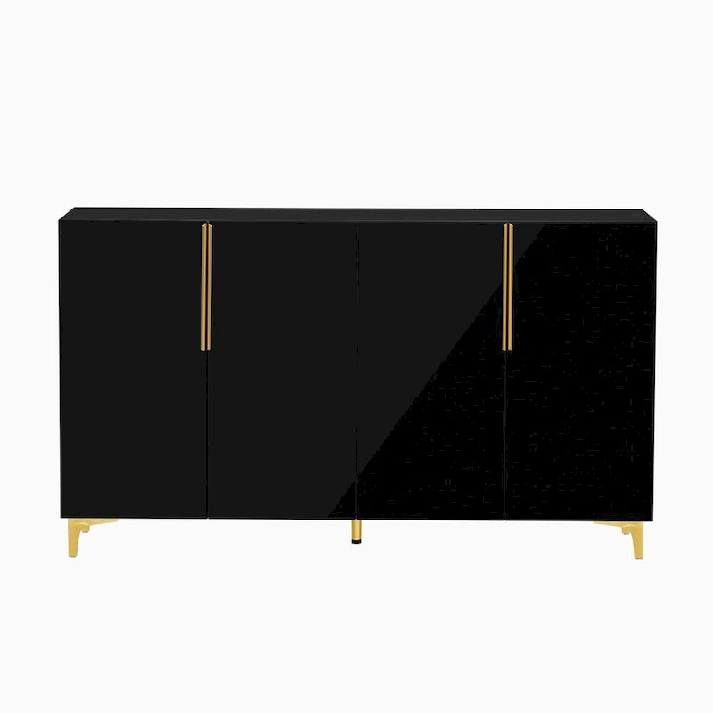 55 Sideboard-Aufbewahrungsschrank mit verstellbaren Einlegeböden, glänzende Oberfläche