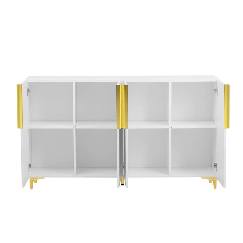 55 Sideboard-Aufbewahrungsschrank mit verstellbaren Einlegeböden, glänzende Oberfläche