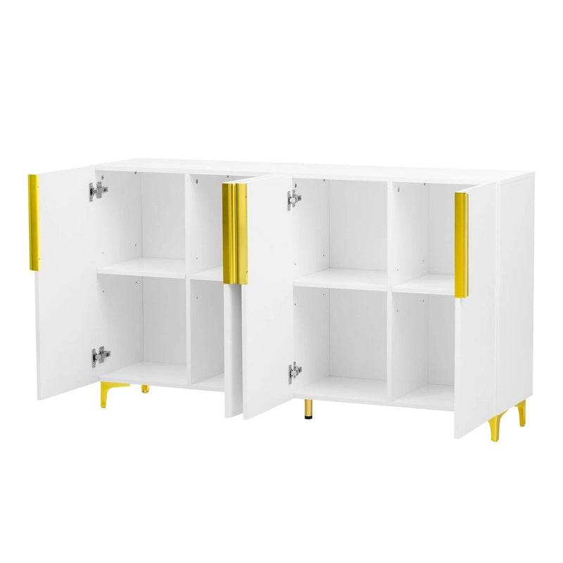 55 Sideboard-Aufbewahrungsschrank mit verstellbaren Einlegeböden, glänzende Oberfläche