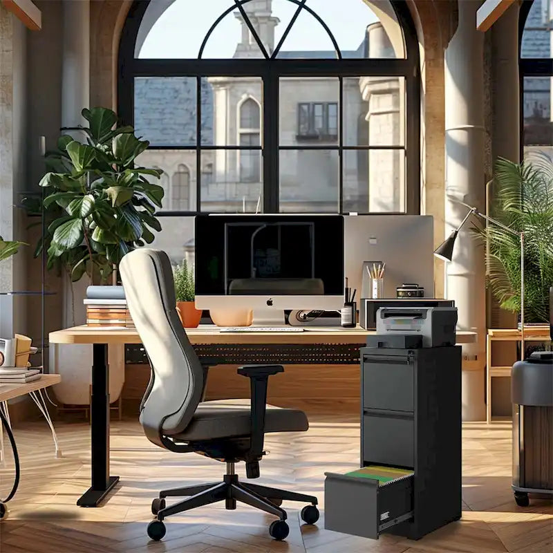 3-Drawer Metal Vertical File Cabinet with Lock