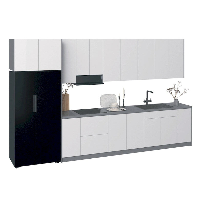 Kitchen Cabinet Set White Gloss Base 13Ft Wide - 157x24