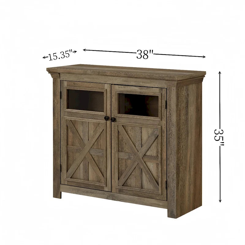 Holz-Buffetschrank mit 2 Türen und Metallgriff