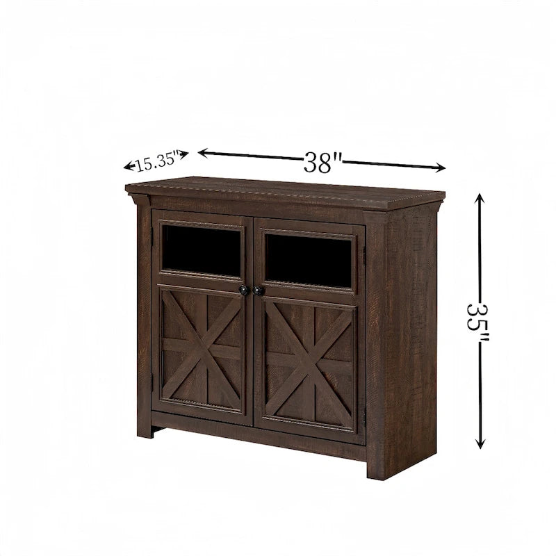 Holz-Buffetschrank mit 2 Türen und Metallgriff