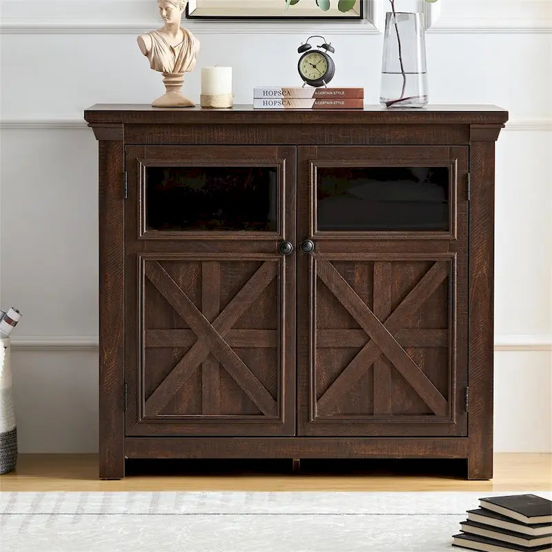 Holz-Buffetschrank mit 2 Türen und Metallgriff