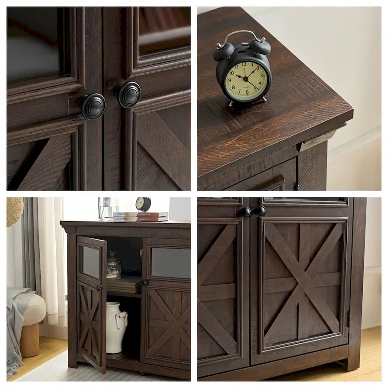 Holz-Buffetschrank mit 2 Türen und Metallgriff
