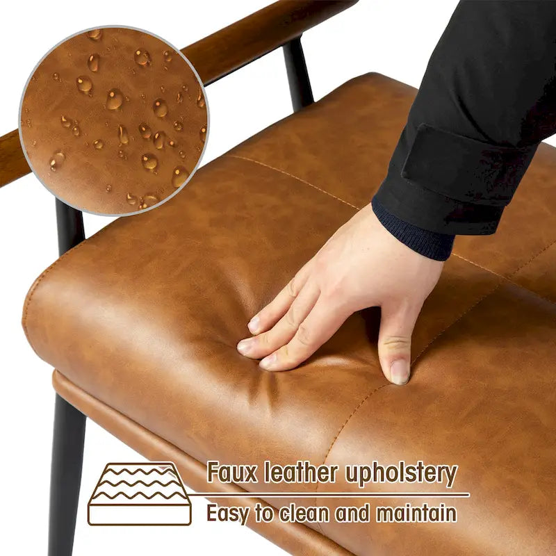 Panca imbottita moderna da 48.5W con braccioli in legno e gambe in metallo