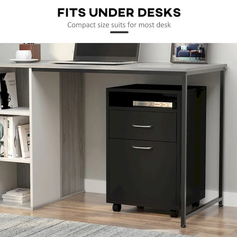 Modern Mobile Storage Cabinet with 1 Shelf,1 Drawer and 1 Cabinet, Printer Stand with Castors