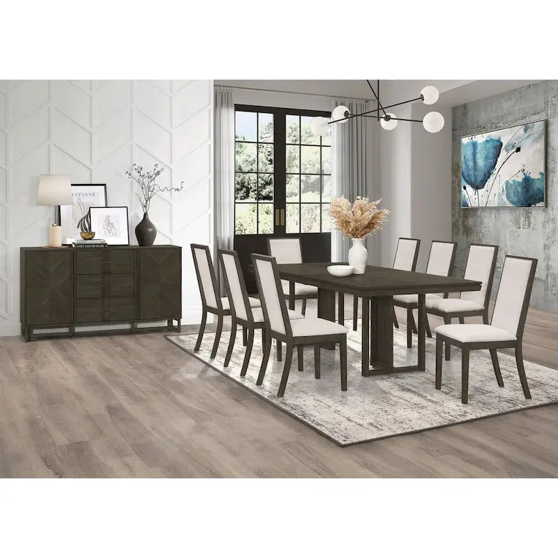 Dark Grey 3-Drawer Server with 2 Cabinets