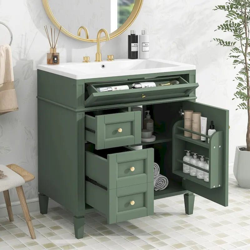 Bathroom Vanity with Top Sink and a Tip-out Drawer