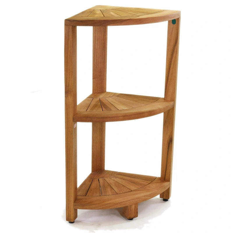 Small 3-Tier Corner Teak Bath Shelf