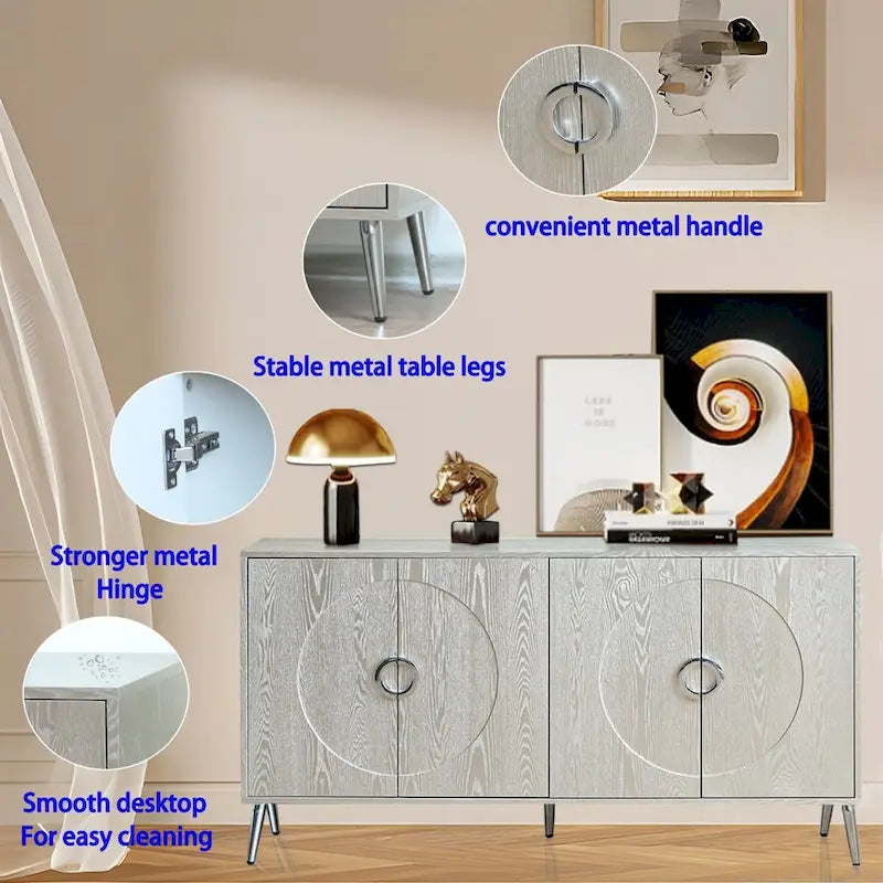 Credenza buffet moderna in legno laccato a 4 ante, mobile contenitore, per soggiorno