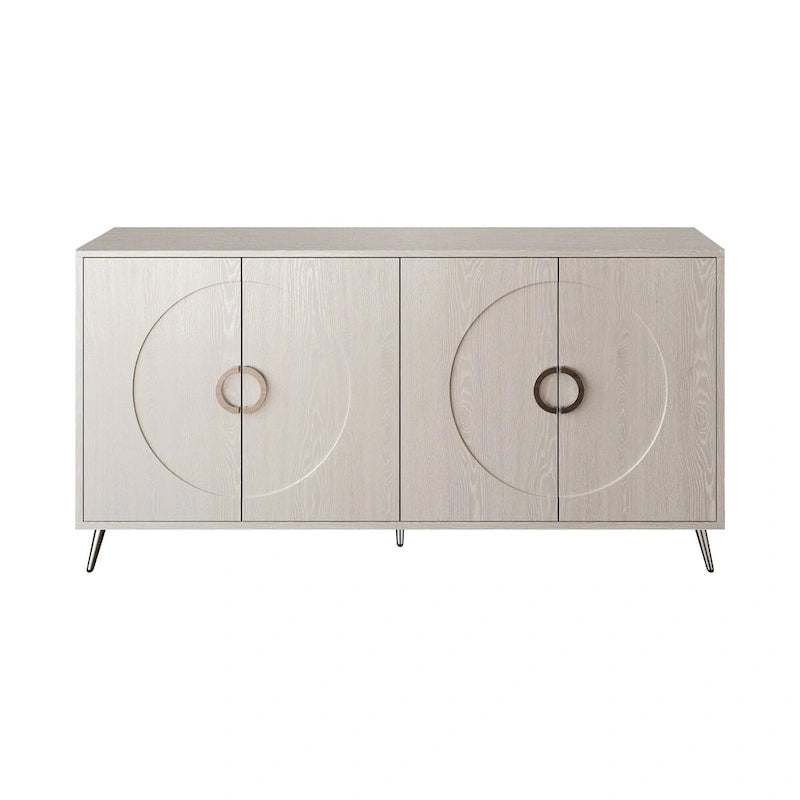 Credenza buffet moderna in legno laccato a 4 ante, mobile contenitore, per soggiorno