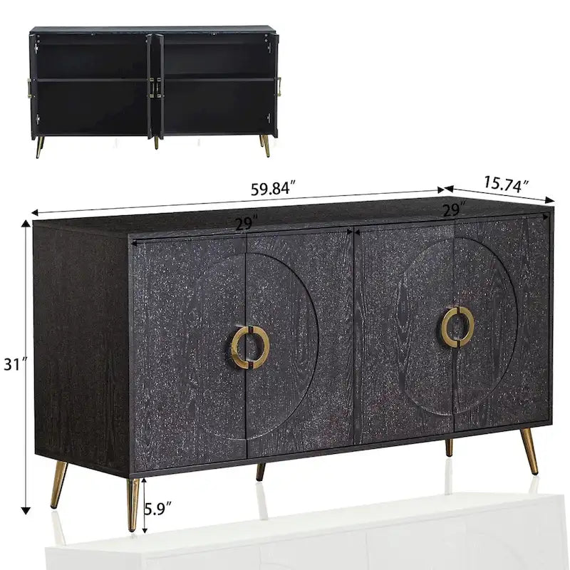 Credenza buffet moderna in legno laccato a 4 ante, mobile contenitore, per soggiorno