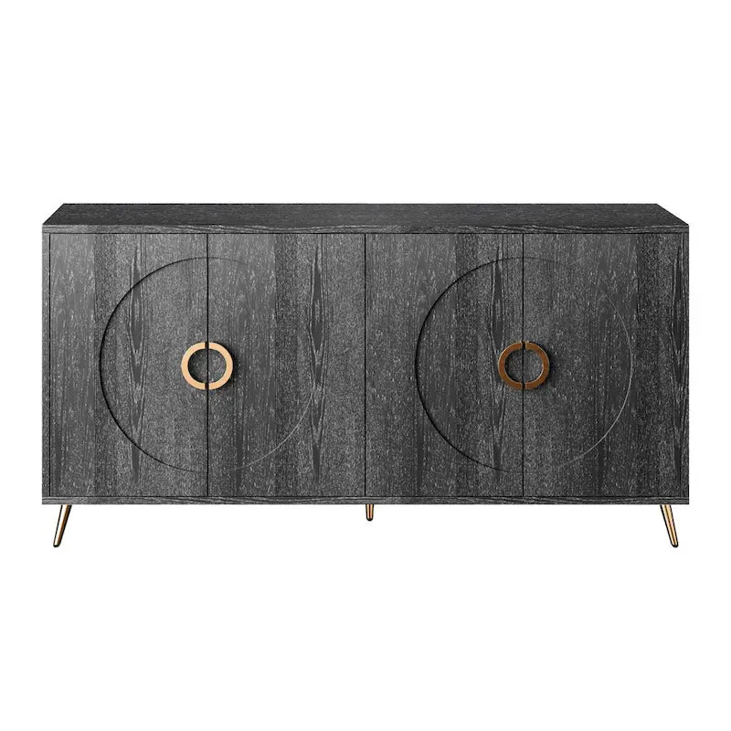 Credenza buffet moderna in legno laccato a 4 ante, mobile contenitore, per soggiorno