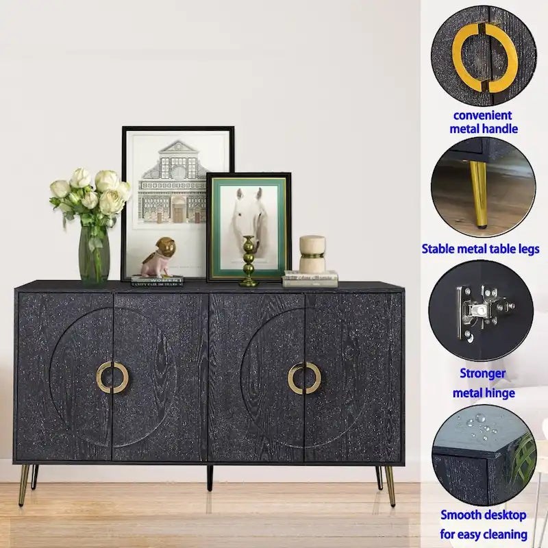 Credenza buffet moderna in legno laccato a 4 ante, mobile contenitore, per soggiorno