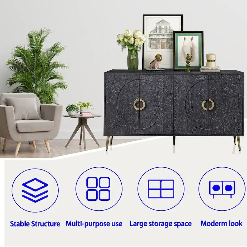Credenza buffet moderna in legno laccato a 4 ante, mobile contenitore, per soggiorno